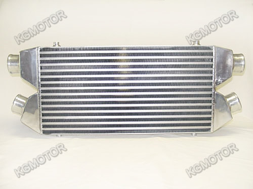 Kgmotors 2-In-1-Out Twin Turbo Bar & Plate Intercooler 3.5" Core Dual 2.5 Inlet 